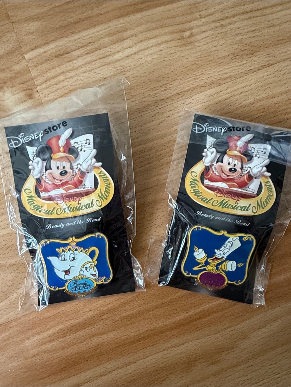 2pc LOT •DISNEY• Beauty & The Beast Musical Pins >> Lumiere & Mrs. Potts NWT